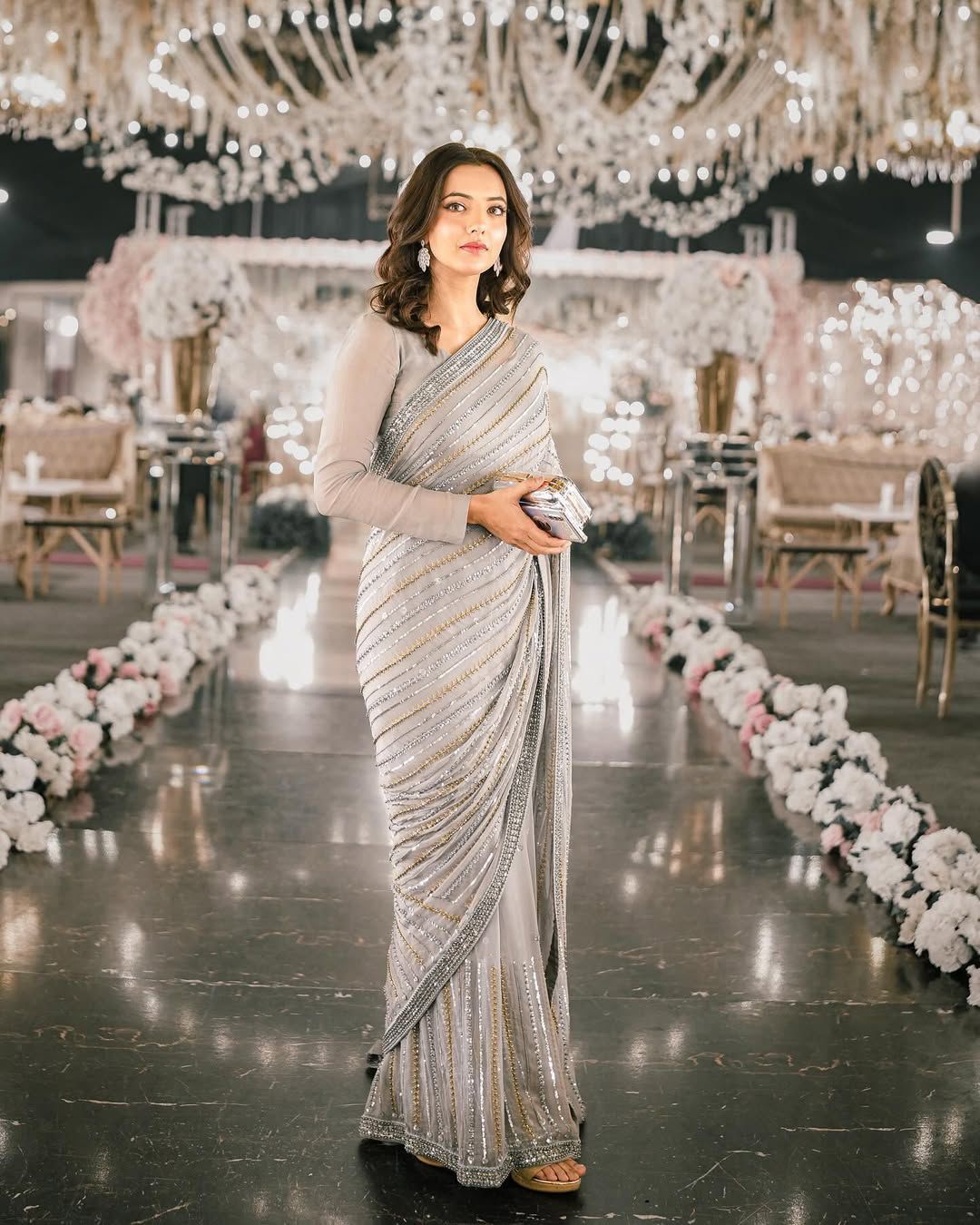 GREY SEMI CHIFFON SARRI - GUL