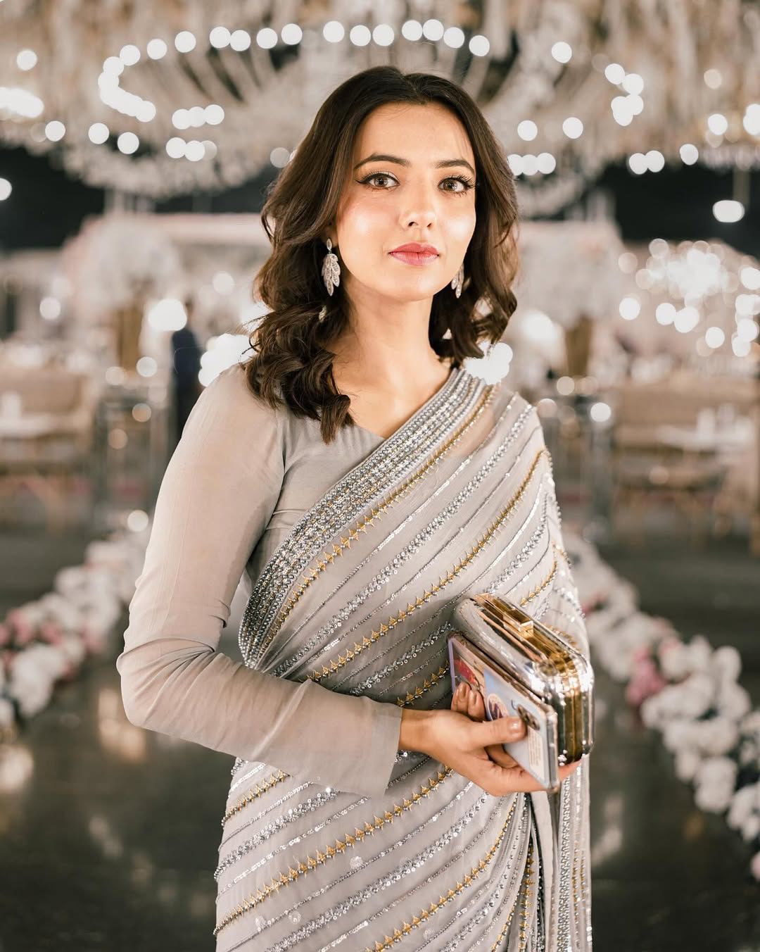 GREY SEMI CHIFFON SARRI - GUL