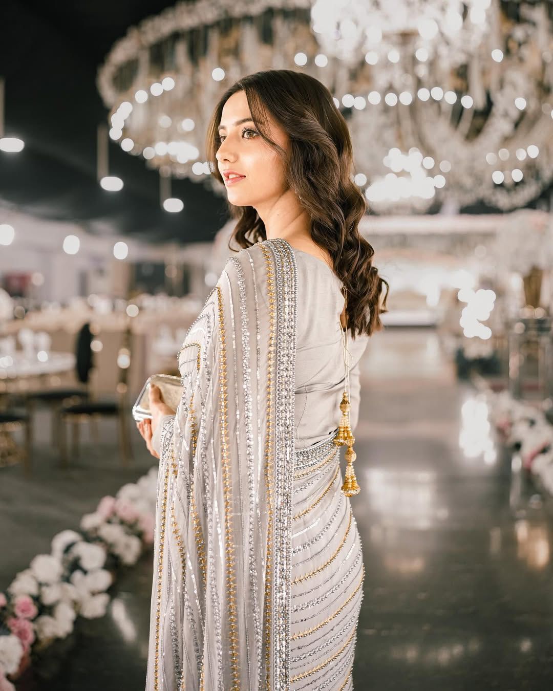 GREY SEMI CHIFFON SARRI - GUL