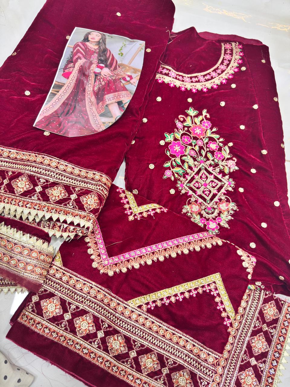 Aneela’s VELVET - Mehroon Warm