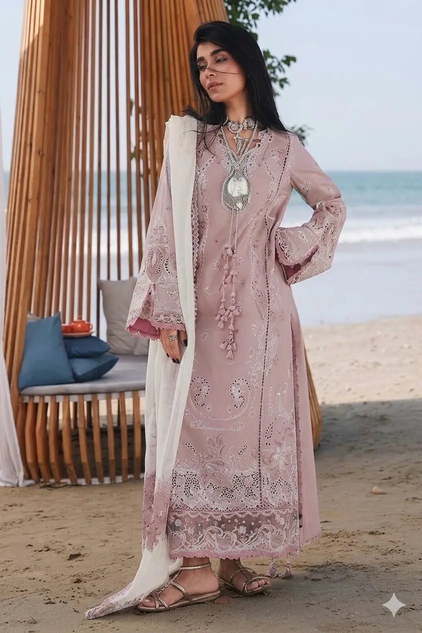Qalamkar Lawn | lilac orchid