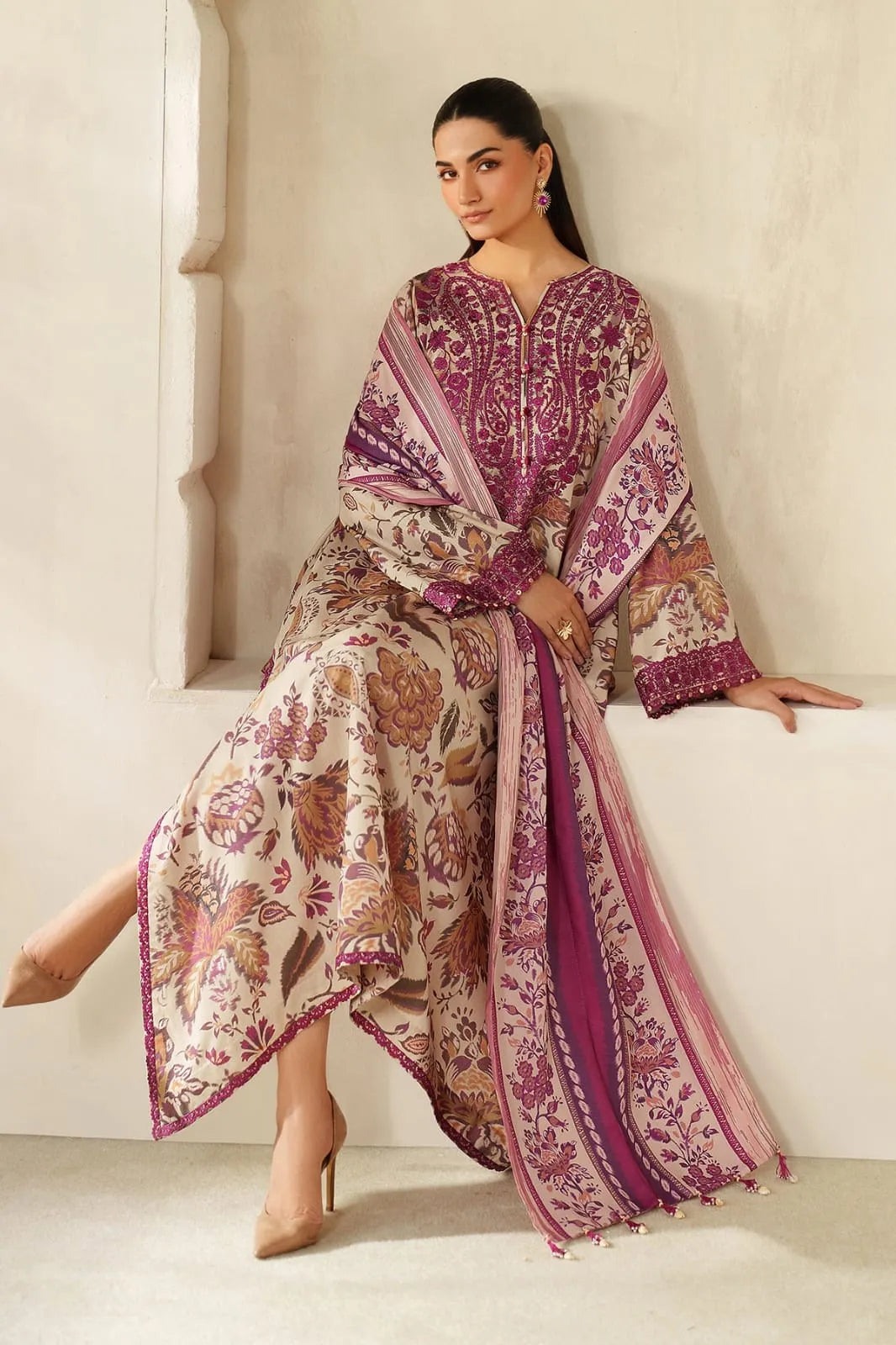 Baroque purple - Lawn dupatta