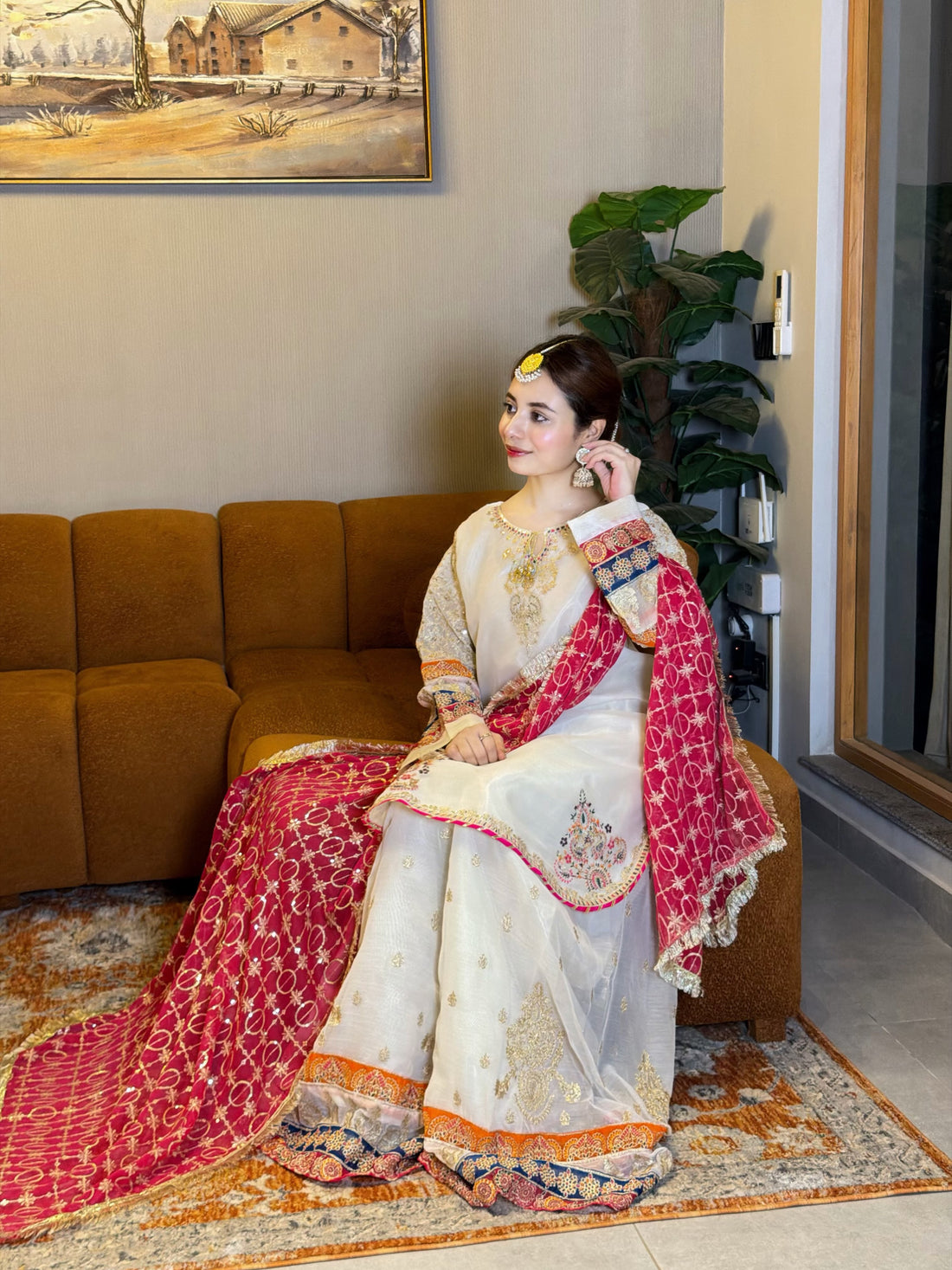 Ivory Gharara - Unstitched 3PC Silk Article - SNW-9102