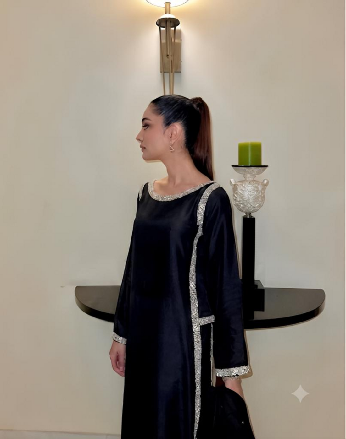 SHEESHA SILK BLACK HANIA AMIR TREND