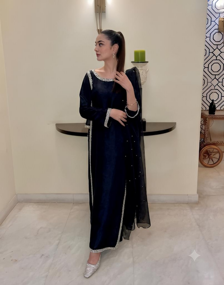 SHEESHA SILK BLACK HANIA AMIR TREND