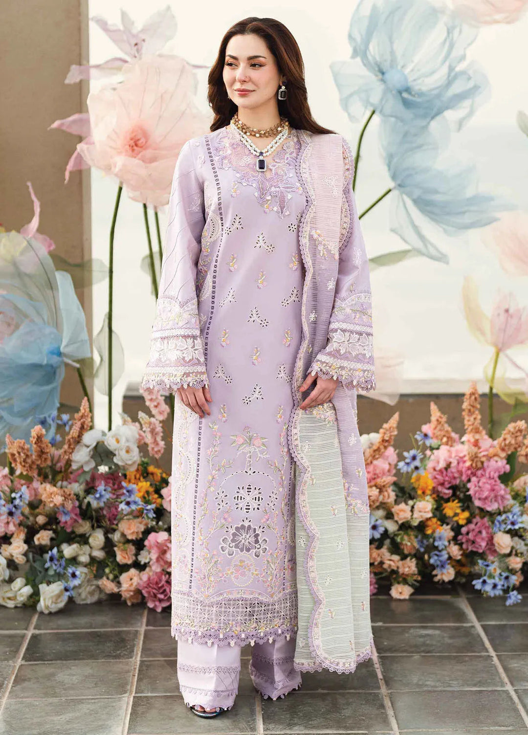Qalamkar Chikankari Organza Evelyn