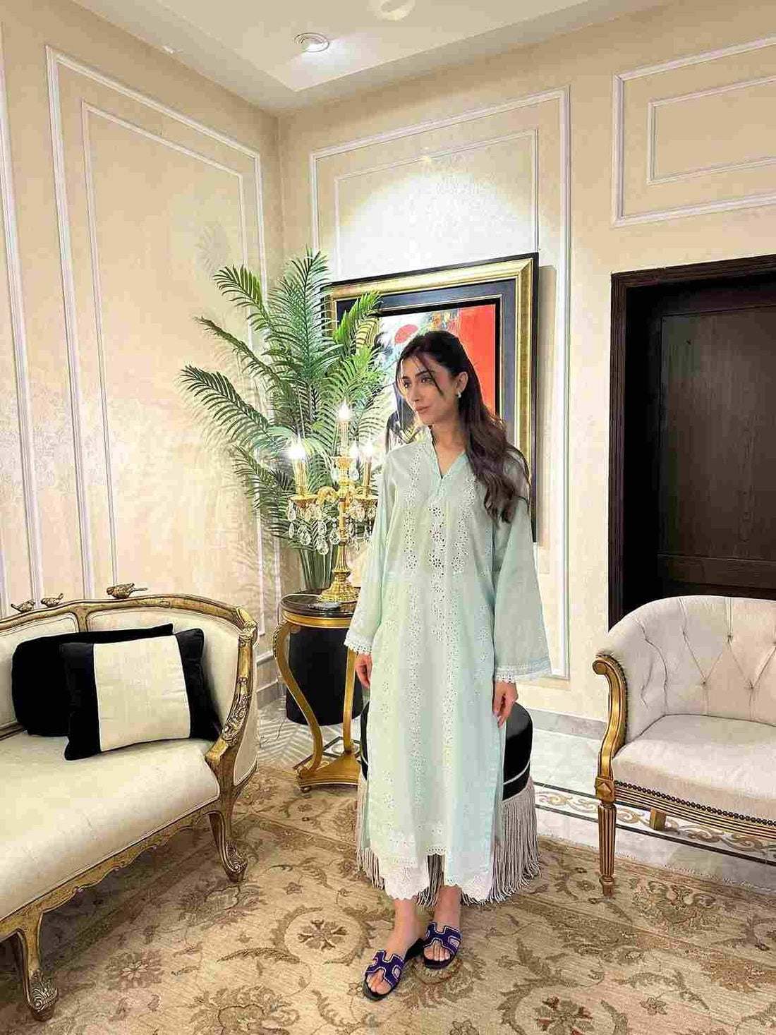 White Lily - Sage Green Schiffli 3 Piece